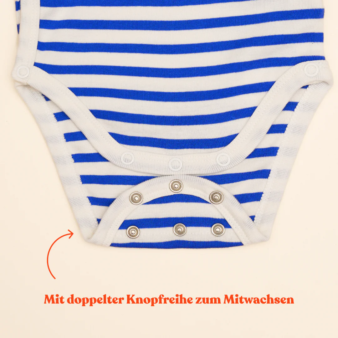 Baby Body Gestreift aus Bio-Baumwolle in Königsblau/Off-White - Image 3
