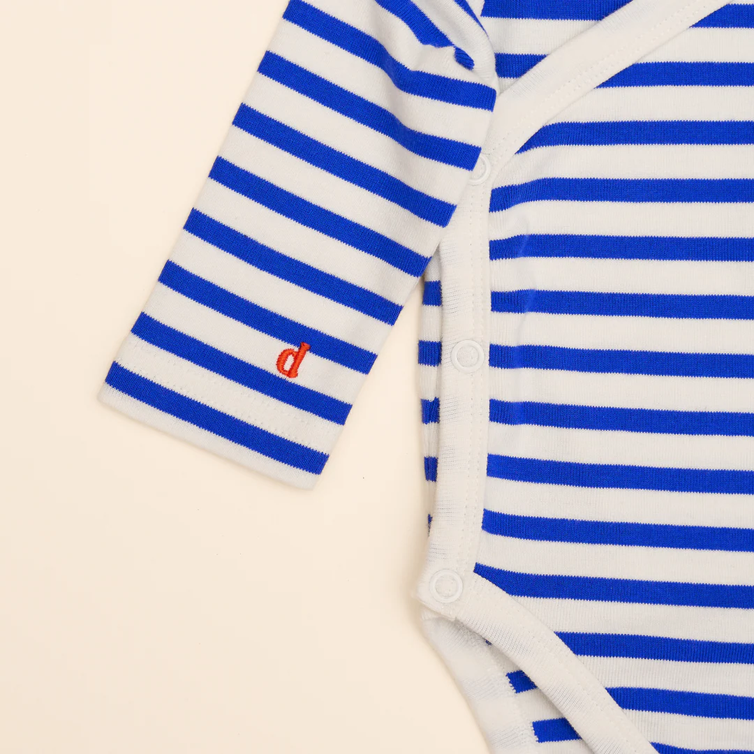 Baby Body Gestreift aus Bio-Baumwolle in Königsblau/Off-White - Image 6