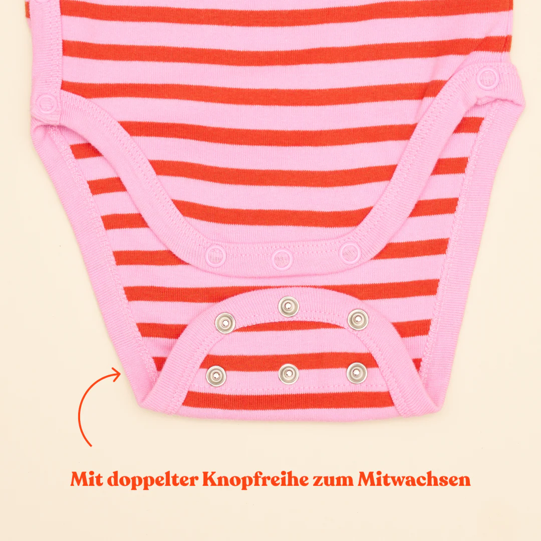 Baby Body Gestreift aus Bio-Baumwolle in Pink/Rot - Image 5