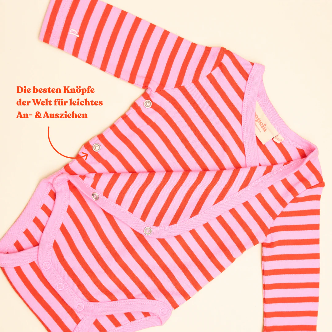 Baby Body Gestreift aus Bio-Baumwolle in Pink/Rot - Image 6