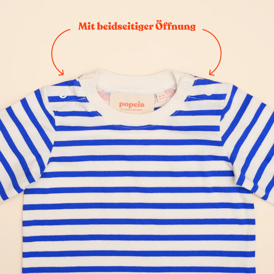 Baby Langarmshirt Gestreift aus Bio-Baumwolle in Königsblau/Off-White - Image 4