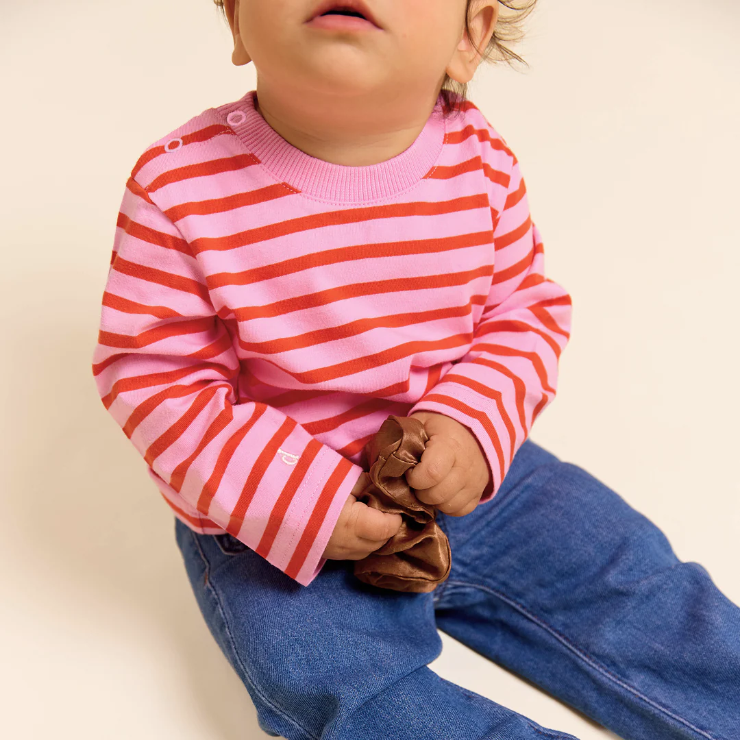 Baby Langarmshirt Gestreift aus Bio-Baumwolle in Pink/Rot - Image 3