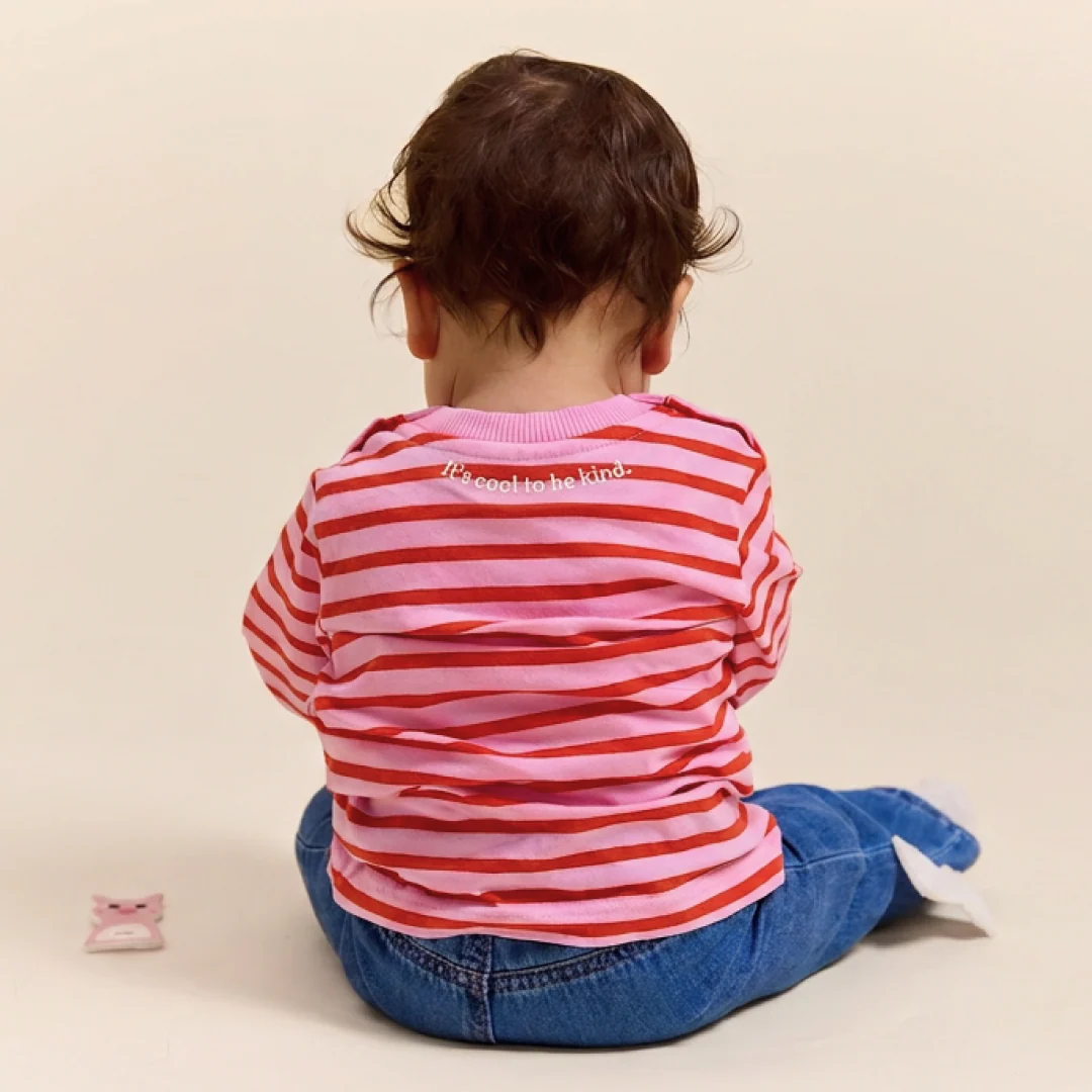 Baby Langarmshirt Gestreift aus Bio-Baumwolle in Pink/Rot - Image 6