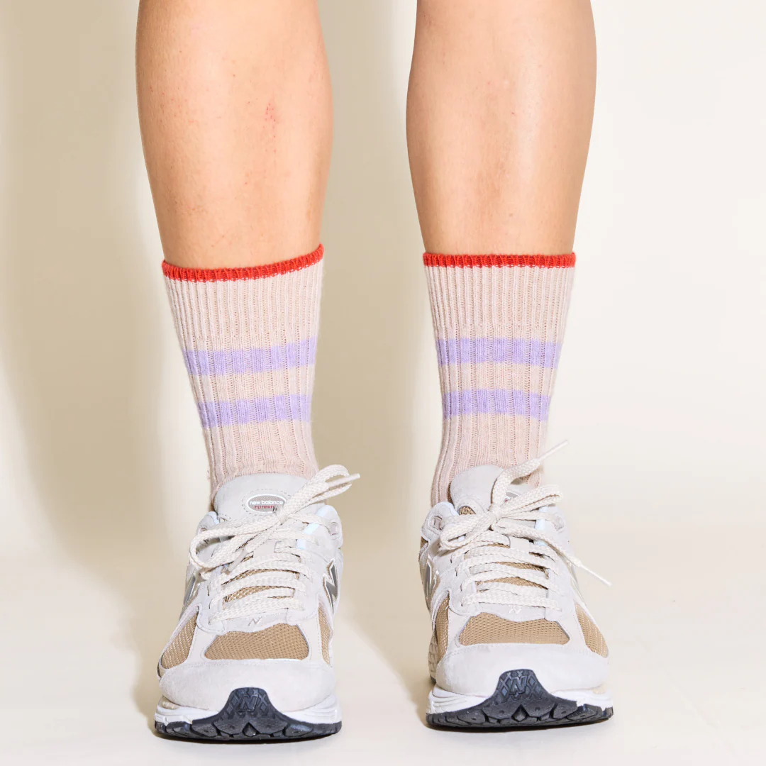 Dünne Stricksocken aus Wolle in Ecru - Image 3