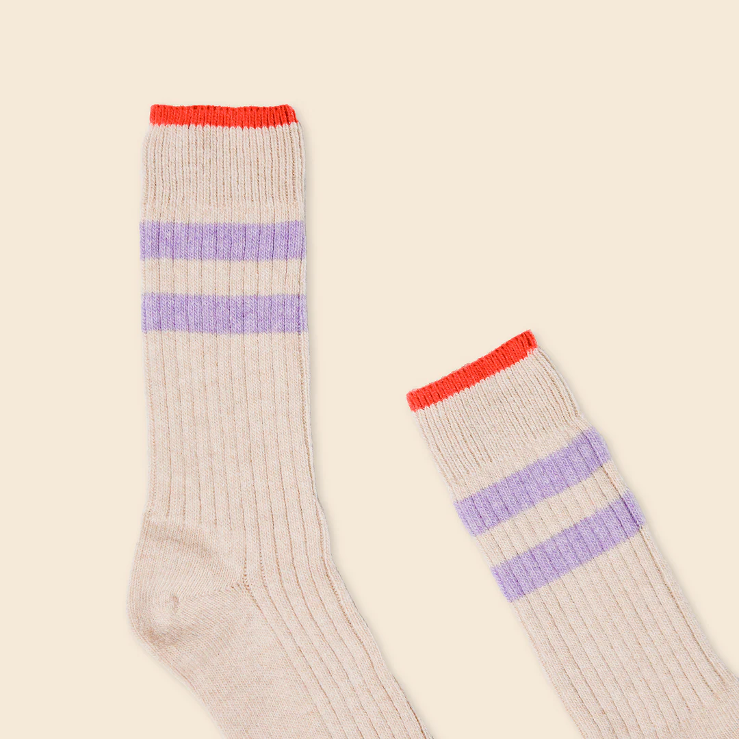 Dünne Stricksocken aus Wolle in Ecru - Image 5