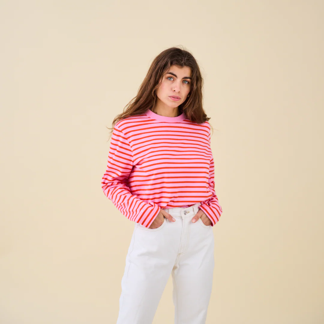 Langarmshirt Gestreift aus Bio-Baumwolle in Pink/Rot - Image 6