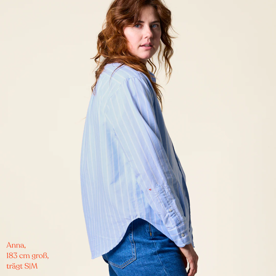 Hemdbluse Gestreift aus Bio-Baumwolle in Blau/Weiß - Image 5