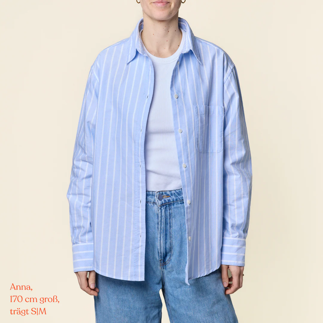 Hemdbluse Gestreift aus Bio-Baumwolle in Blau/Weiß - Image 6
