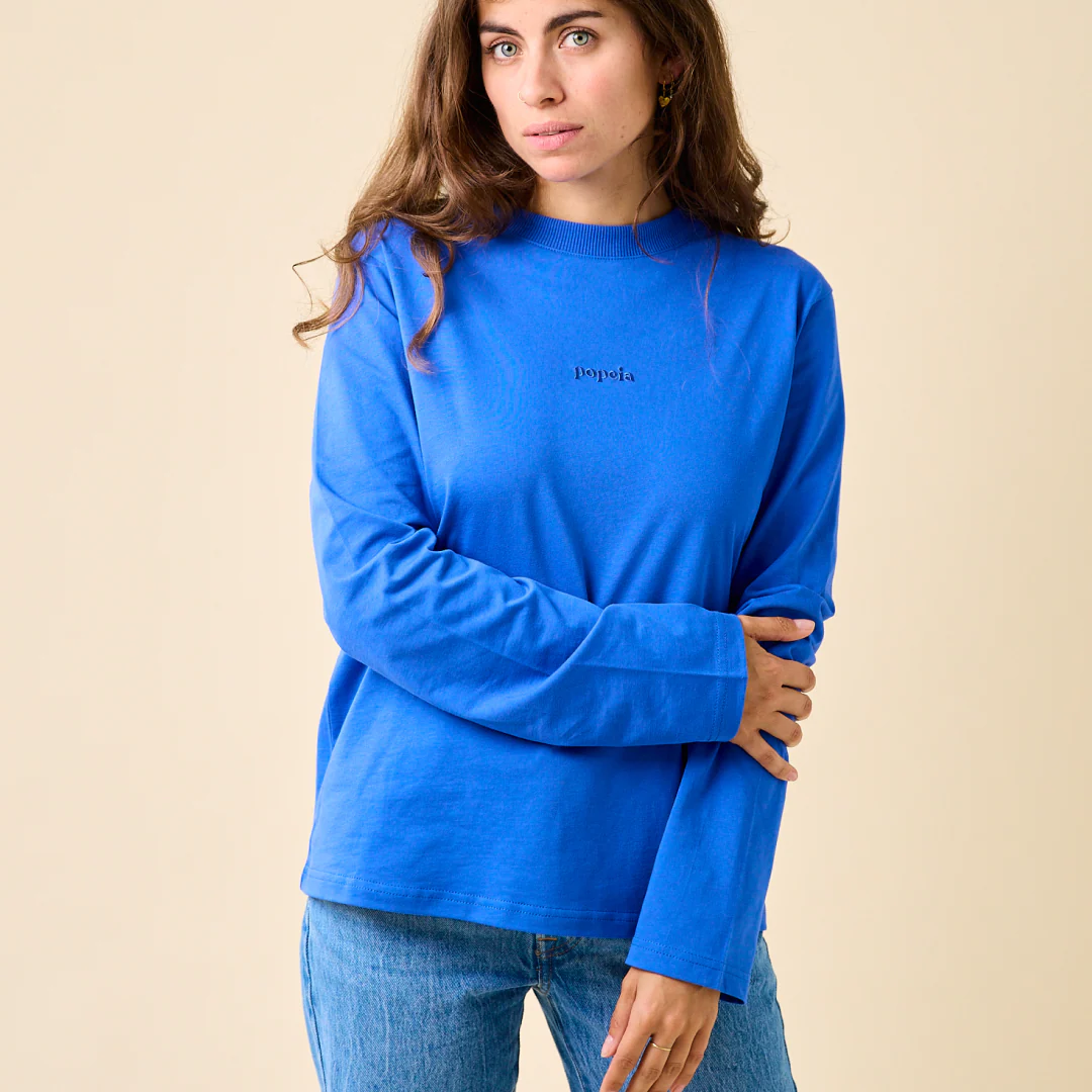 Langarmshirt aus Bio-Baumwolle in Königsblau - Image 4