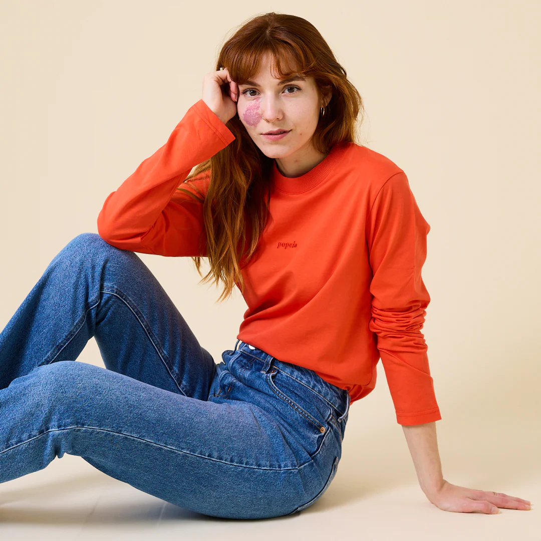 Langarmshirt aus Bio-Baumwolle in popeia Rot - Image 4