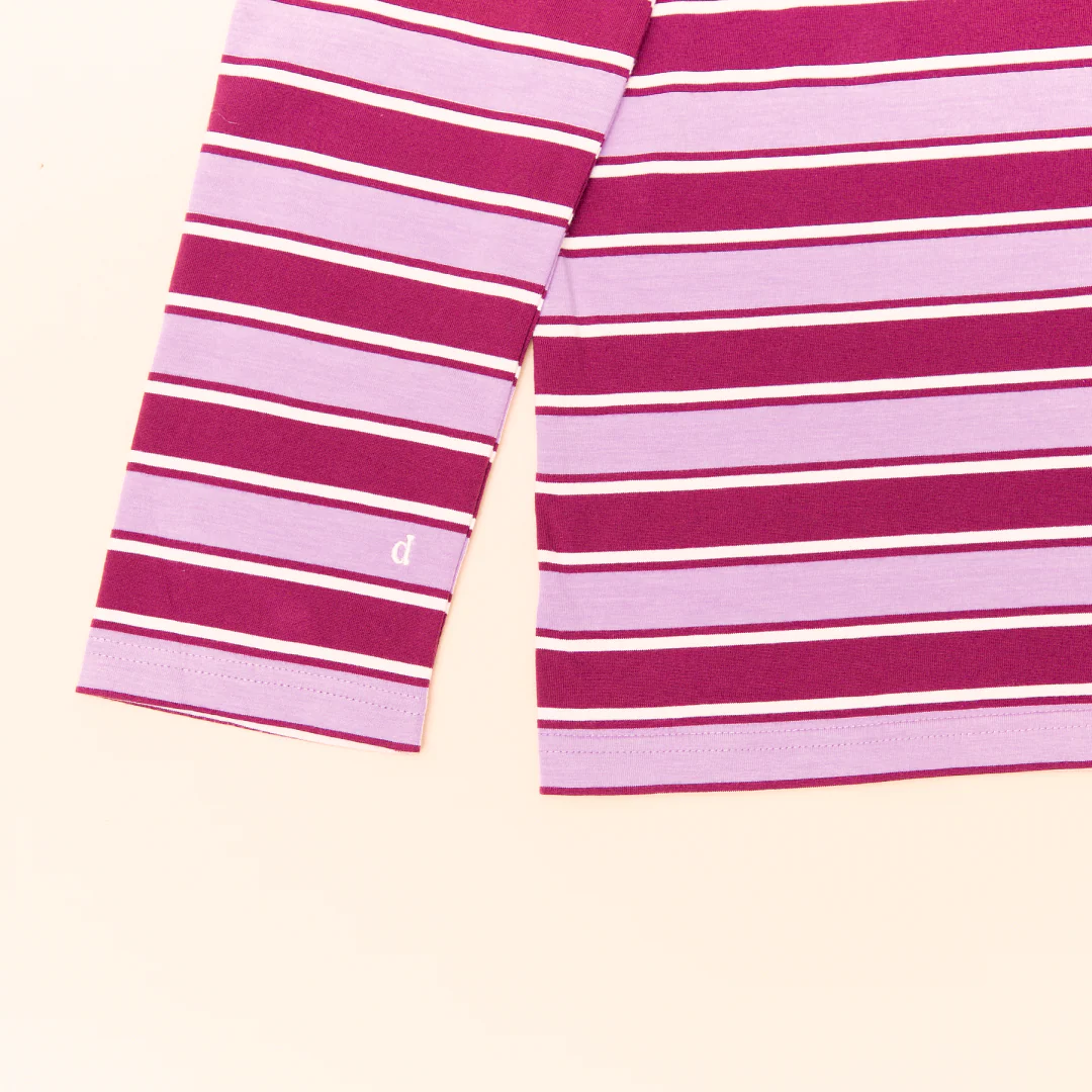 Langarmshirt Gestreift aus Bio-Baumwolle in Aubergine/Pink - Image 3