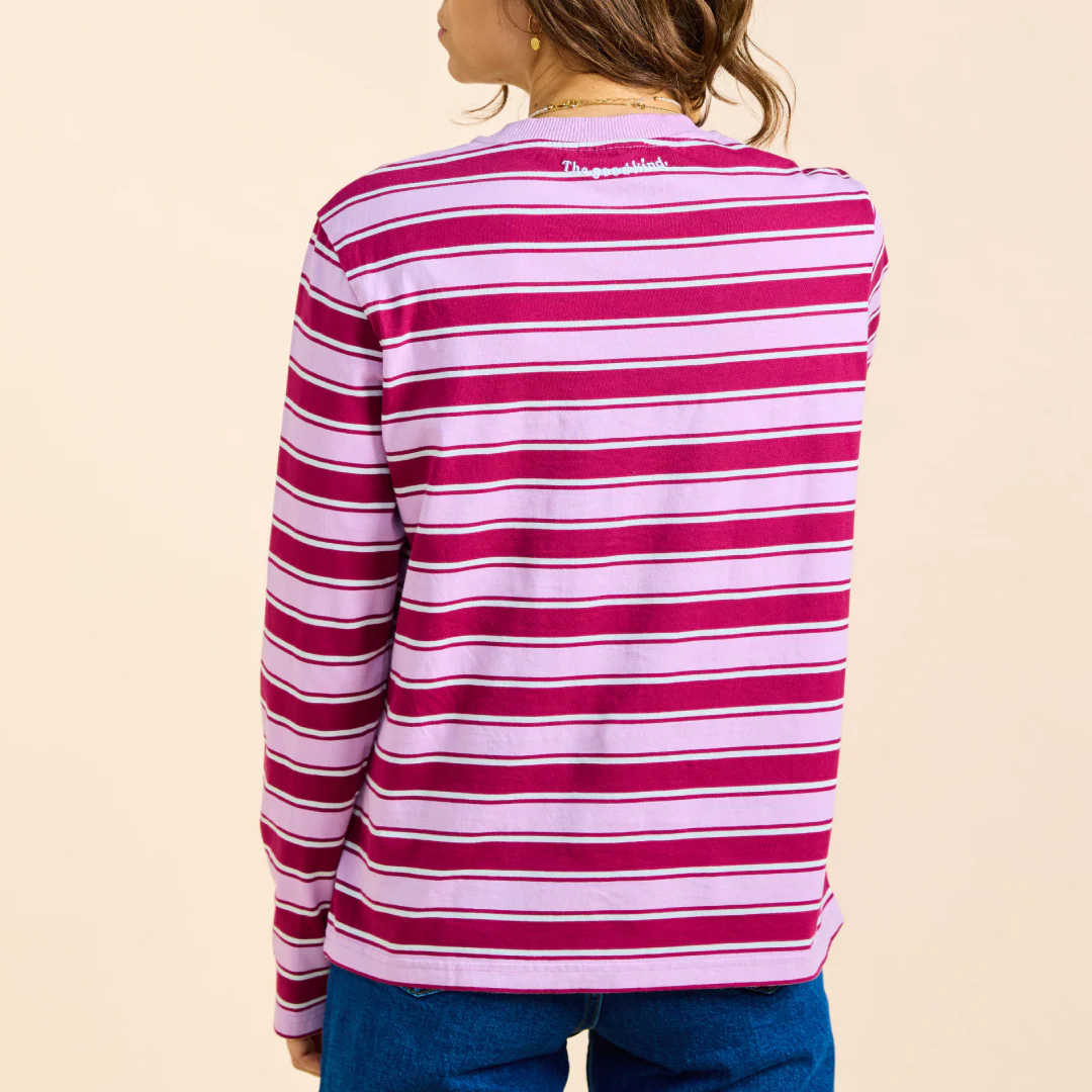Langarmshirt Gestreift aus Bio-Baumwolle in Aubergine/Pink - Image 5