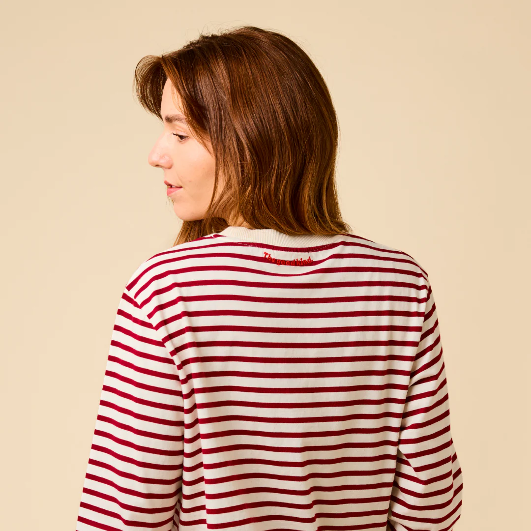 Langarmshirt Gestreift aus Bio-Baumwolle in Bordeaux/Off-White - Image 4