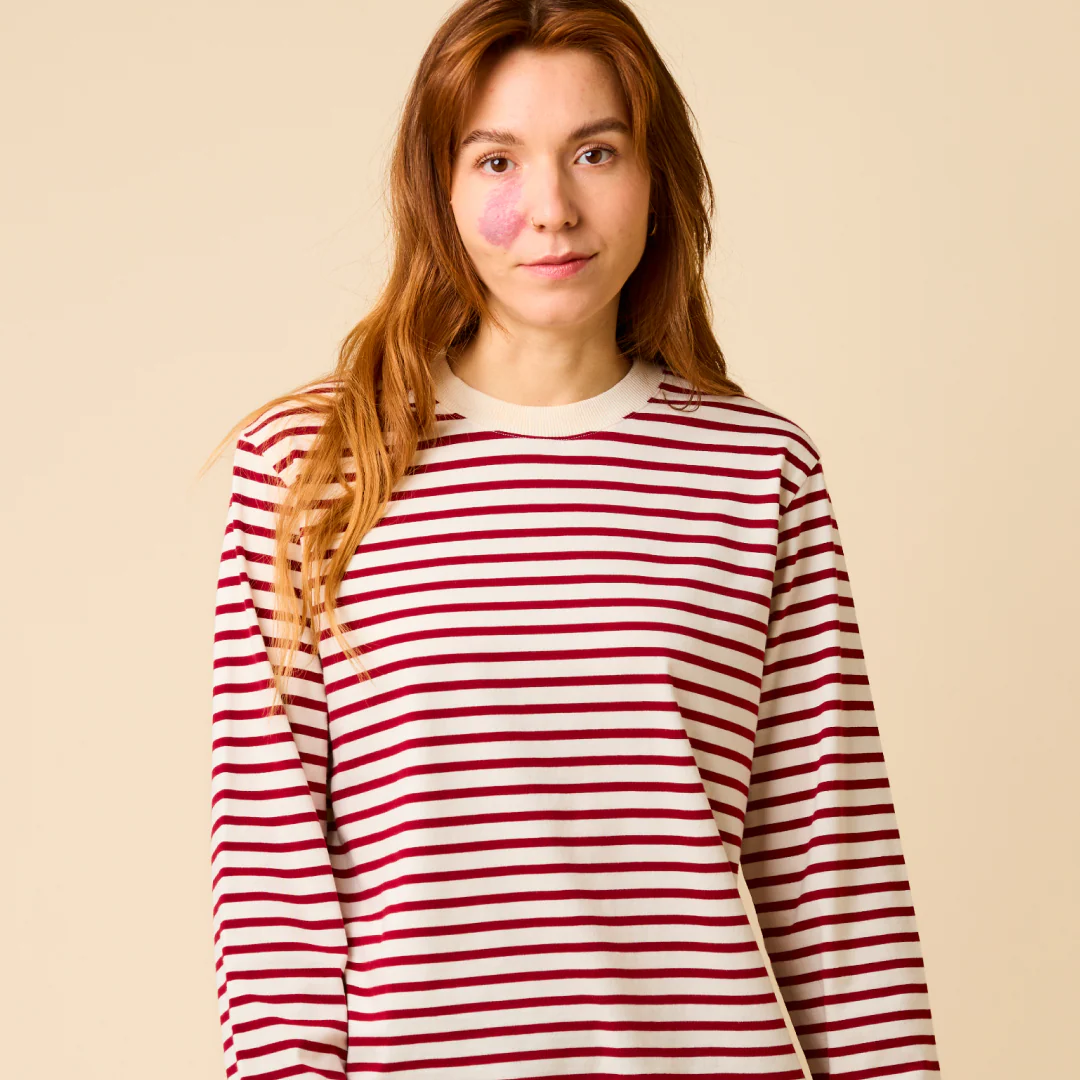 Langarmshirt Gestreift aus Bio-Baumwolle in Bordeaux/Off-White - Image 6