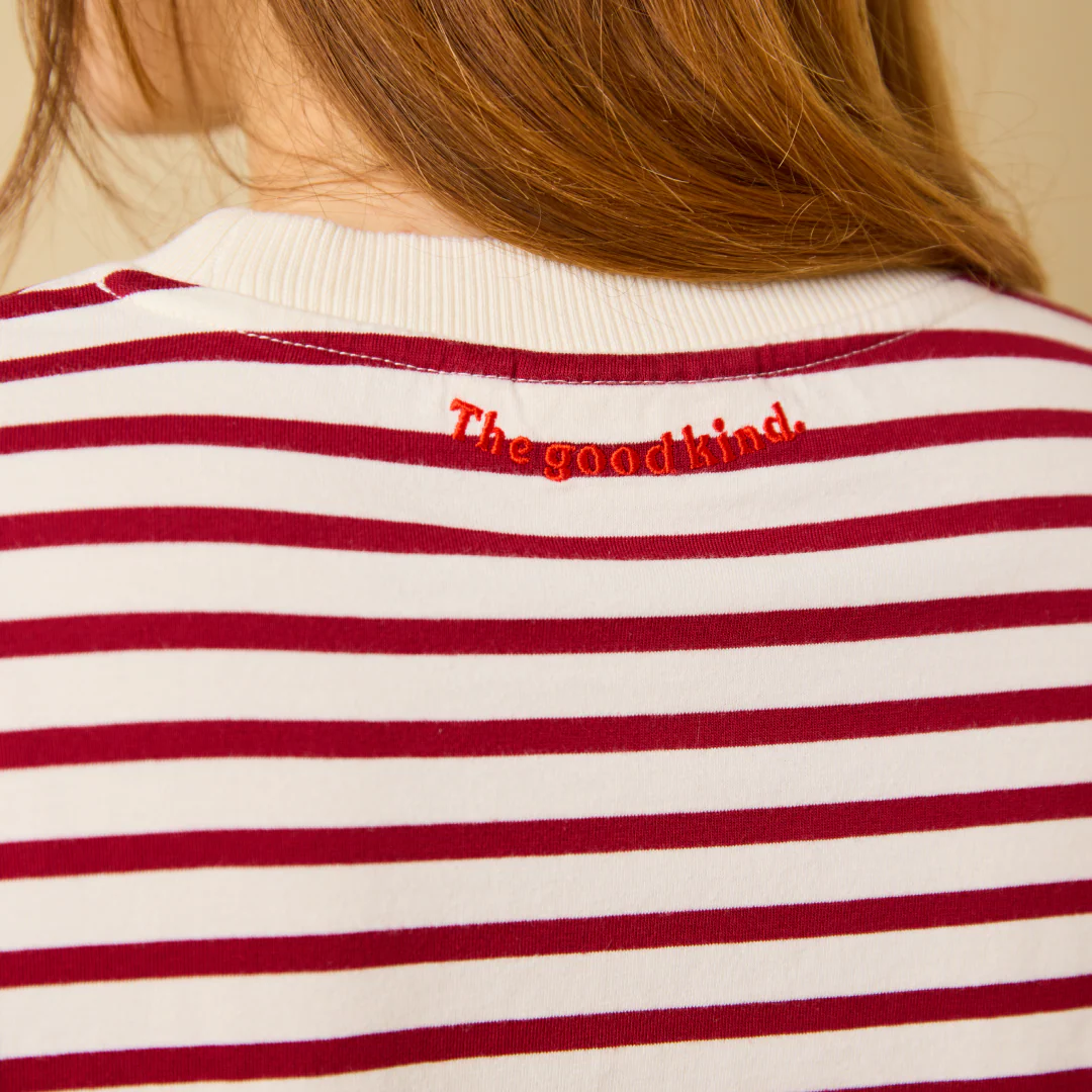 Langarmshirt Gestreift aus Bio-Baumwolle in Bordeaux/Off-White - Image 7