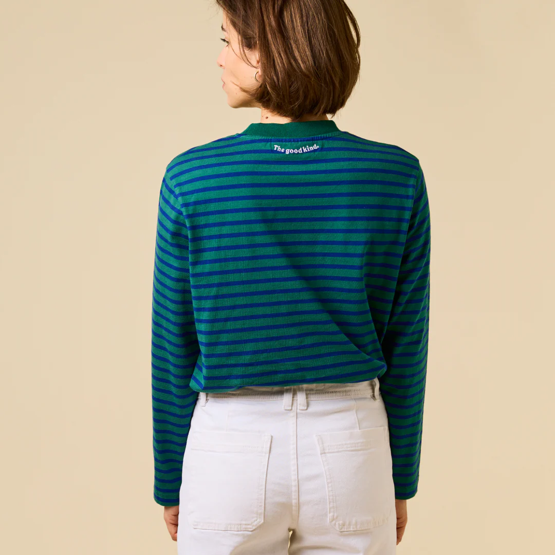 Langarmshirt Gestreift aus Bio-Baumwolle in Dunkelgrün/Blau - Image 4