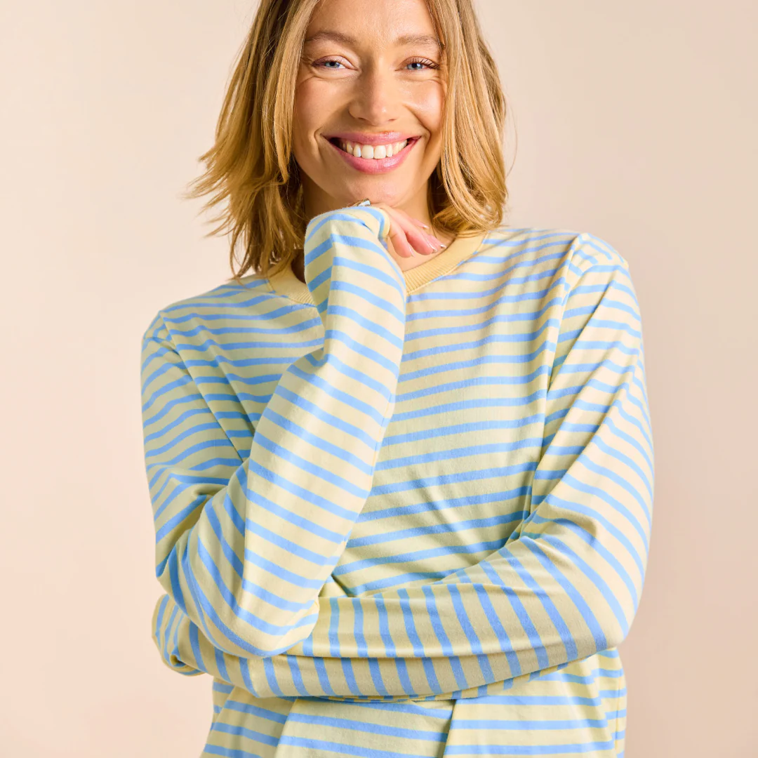 Langarmshirt Gestreift aus Bio-Baumwolle in Gelb/Hellblau - Image 3