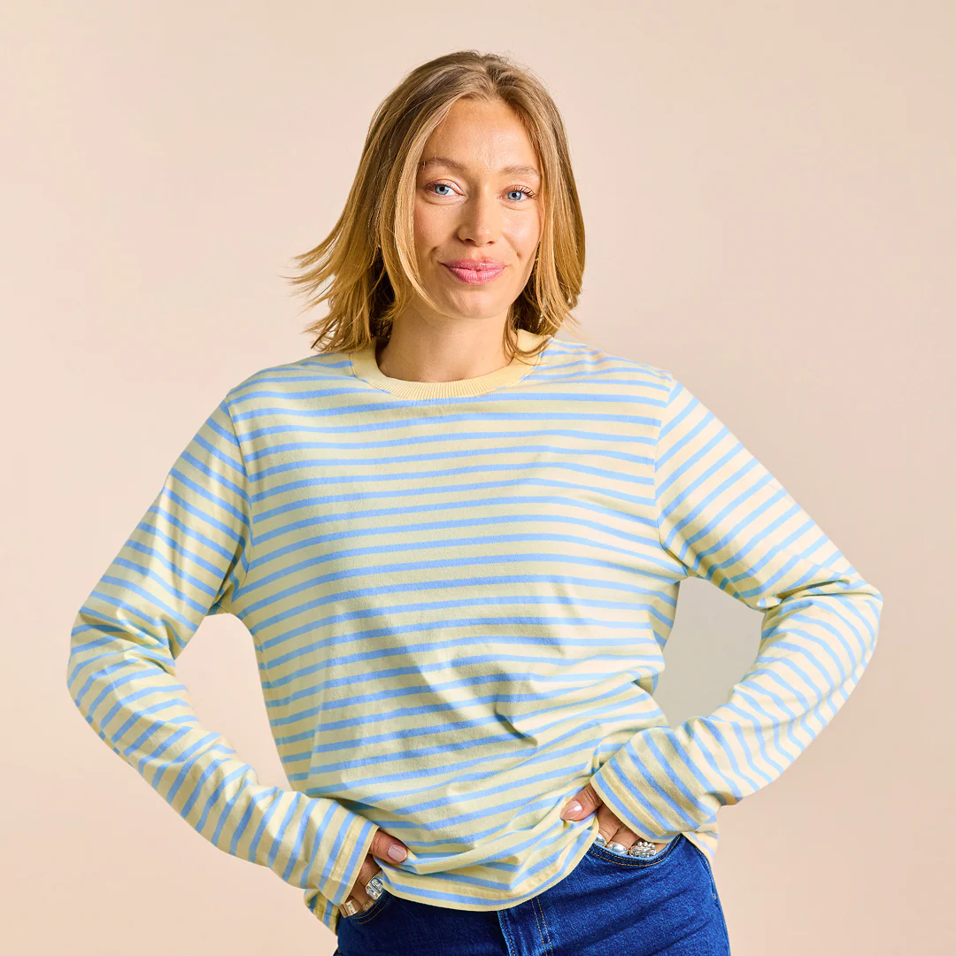 Langarmshirt Gestreift aus Bio-Baumwolle in Gelb/Hellblau - Image 6