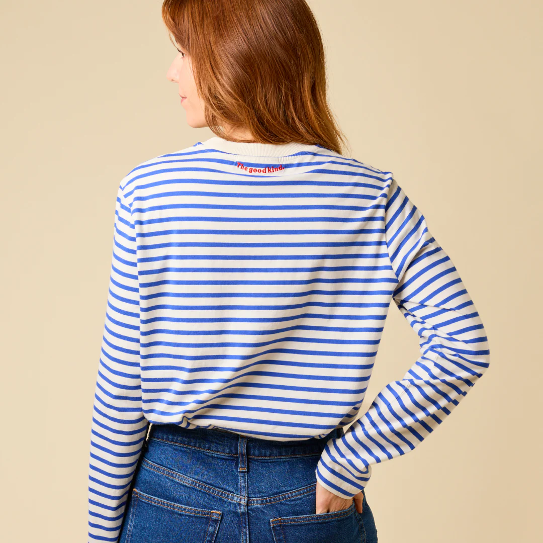 Langarmshirt Gestreift aus Bio-Baumwolle in Königsblau/Off-White - Image 4