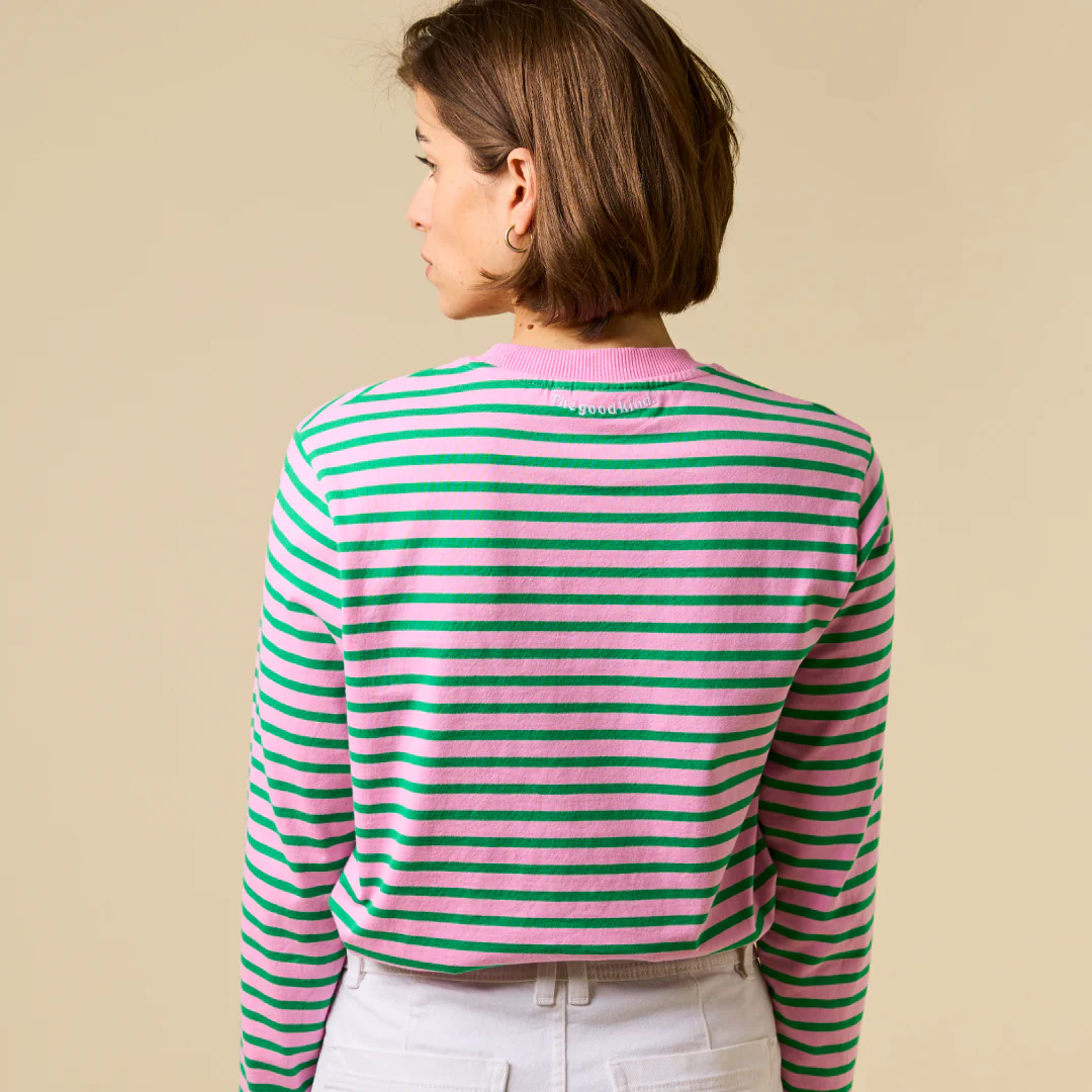Langarmshirt Gestreift aus Bio-Baumwolle in Pink/Grün - Image 3