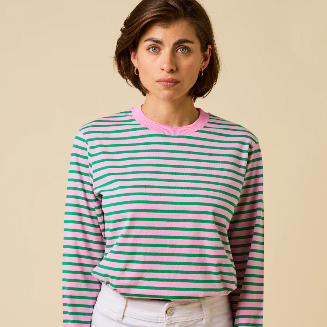 Langarmshirt Gestreift aus Bio-Baumwolle in Pink/Grün - Image 4