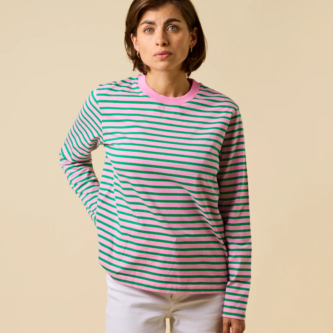 Langarmshirt Gestreift aus Bio-Baumwolle in Pink/Grün - Image 7
