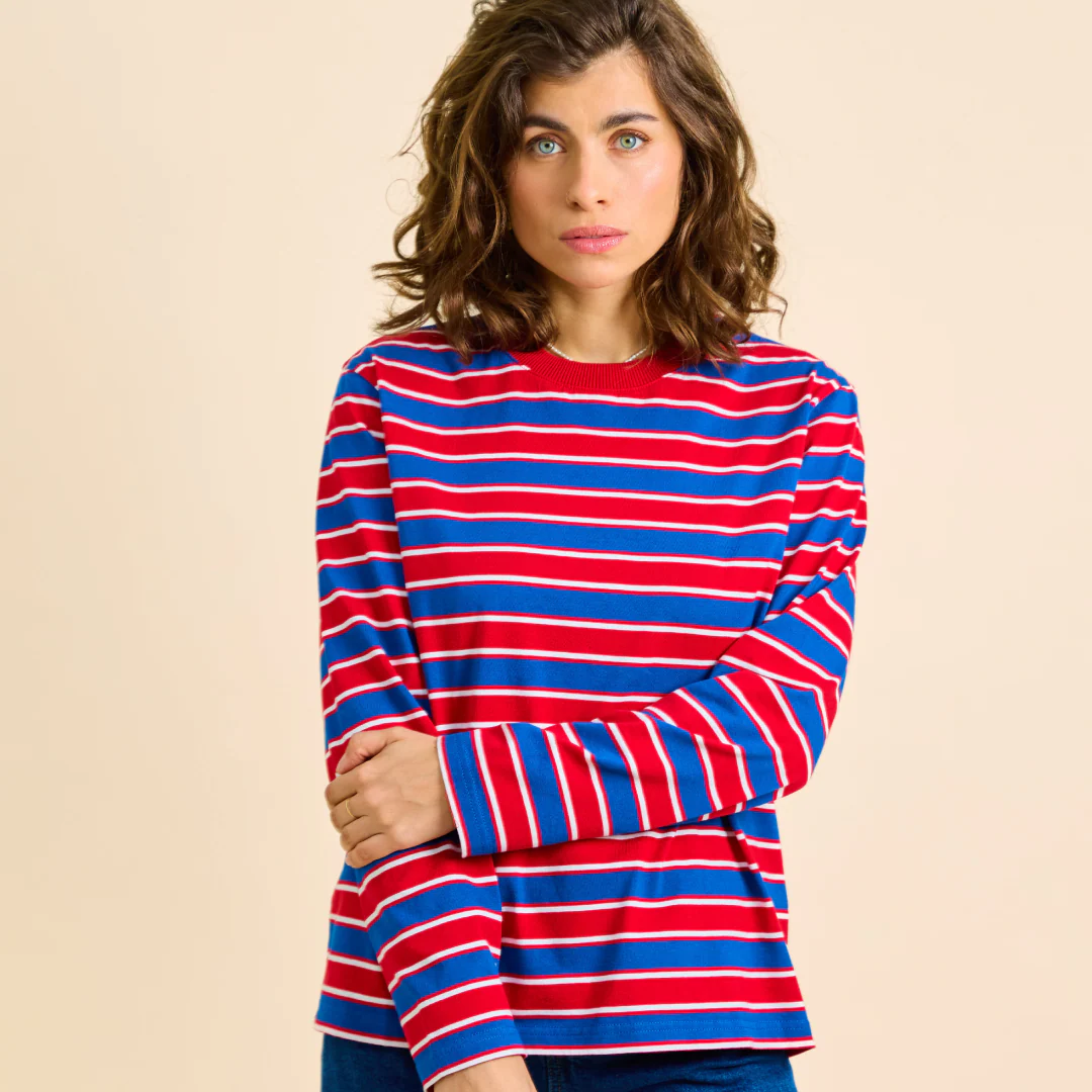 Langarmshirt Gestreift aus Bio-Baumwolle in Rot/Blau - Image 3
