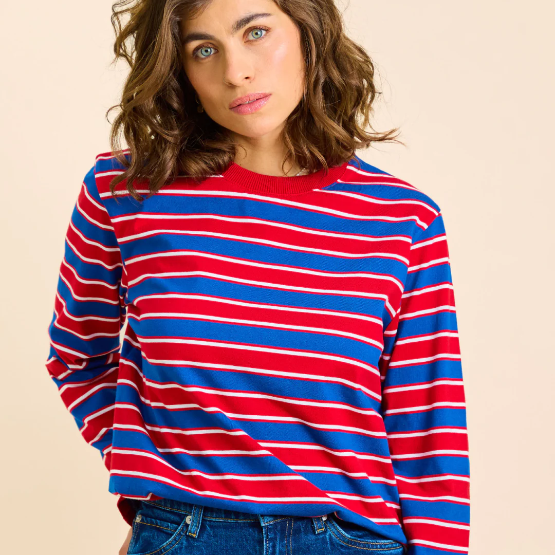 Langarmshirt Gestreift aus Bio-Baumwolle in Rot/Blau - Image 5