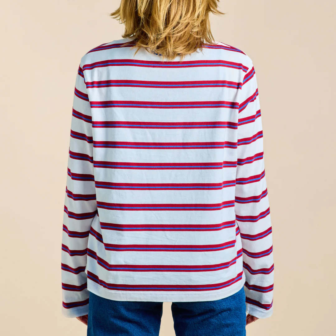 Langarmshirt Gestreift aus Bio-Baumwolle in Königsblau/Rot - Image 3