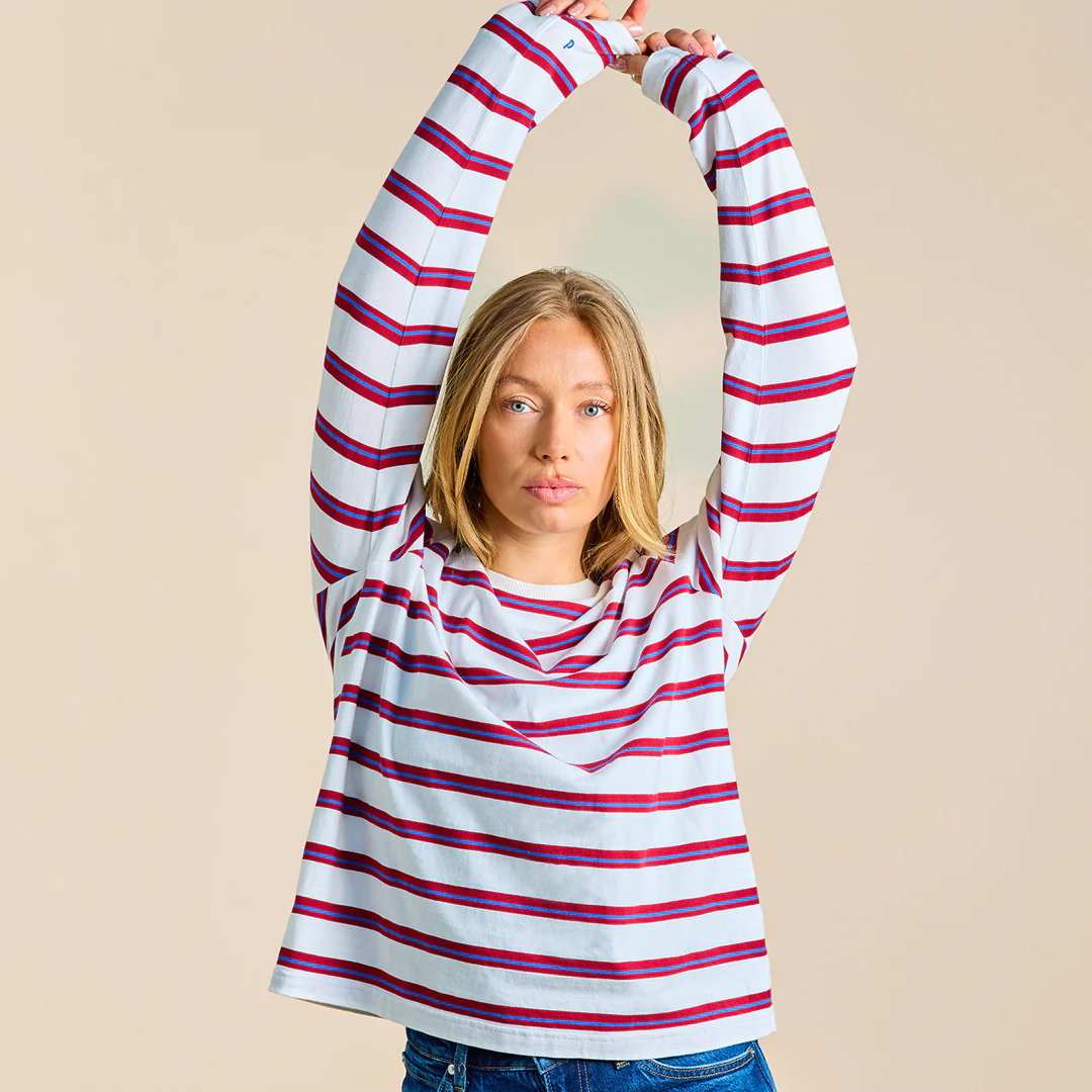 Langarmshirt Gestreift aus Bio-Baumwolle in Königsblau/Rot - Image 4
