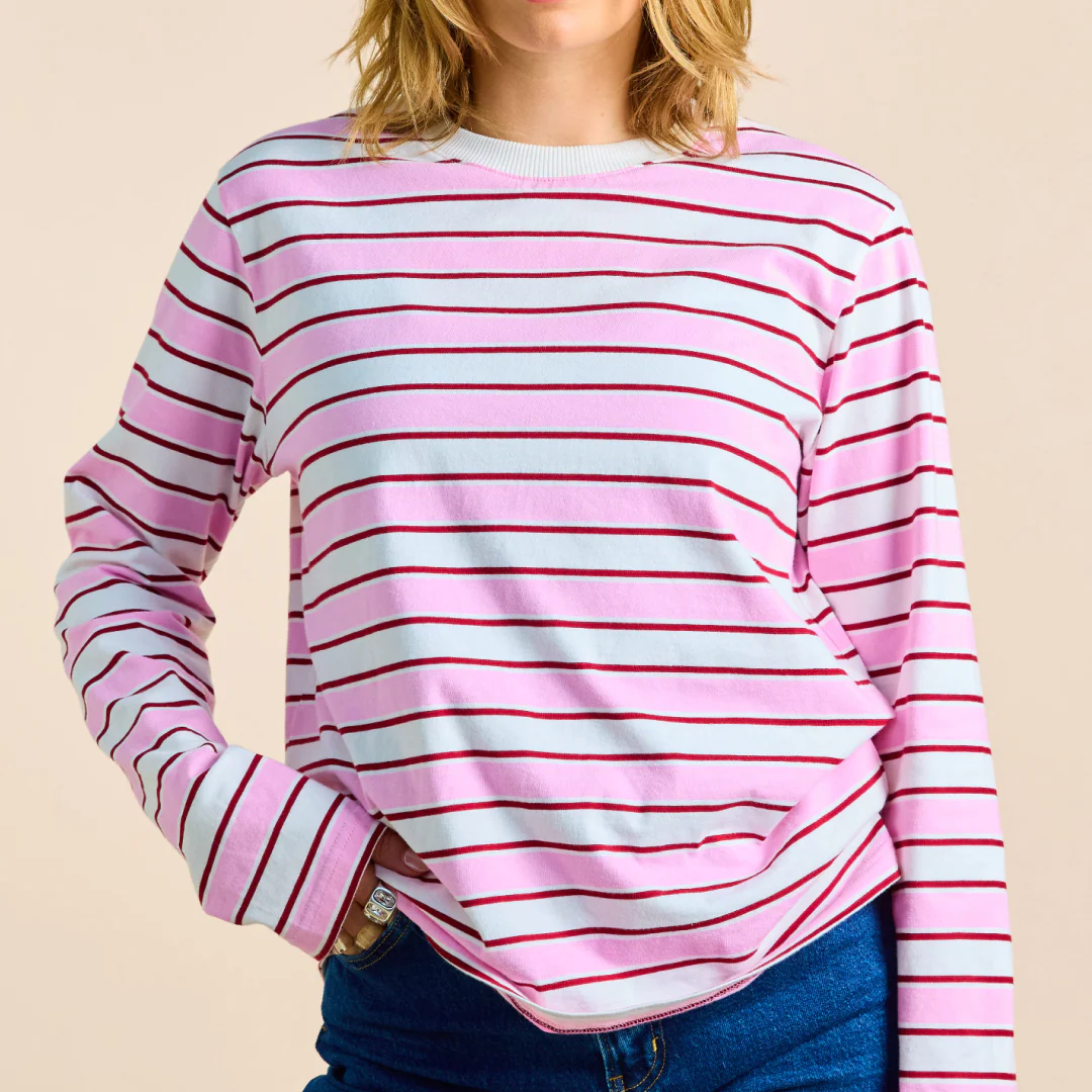Langarmshirt Gestreift aus Bio-Baumwolle in Weiß/Pink - Image 6