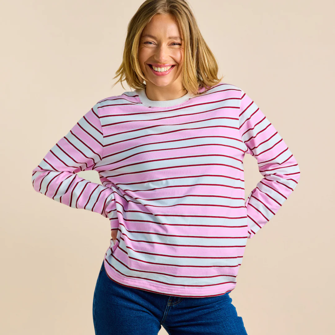Langarmshirt Gestreift aus Bio-Baumwolle in Weiß/Pink - Image 8