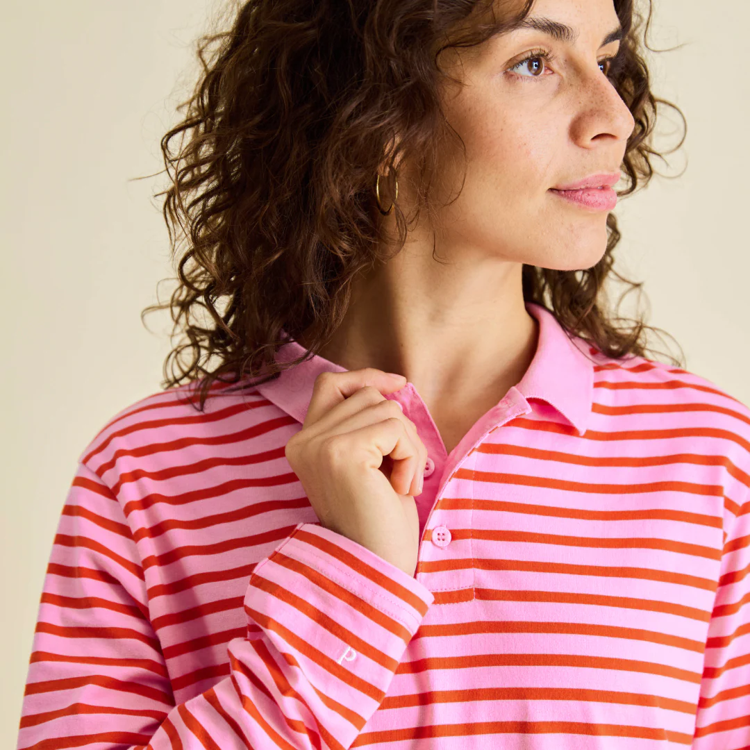 Poloshirt Gestreift aus Bio-Baumwolle in Pink/Rot - Image 6