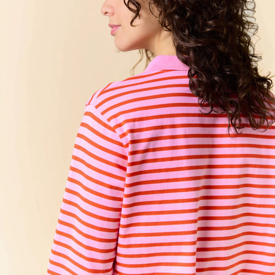 Poloshirt Gestreift aus Bio-Baumwolle in Pink/Rot - Image 7