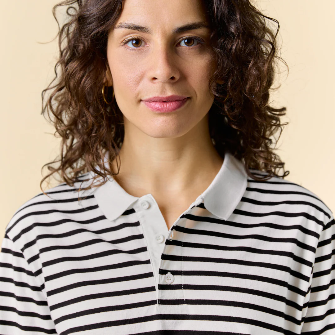Poloshirt Gestreift aus Bio-Baumwolle in Schwarz/Off-White - Image 5