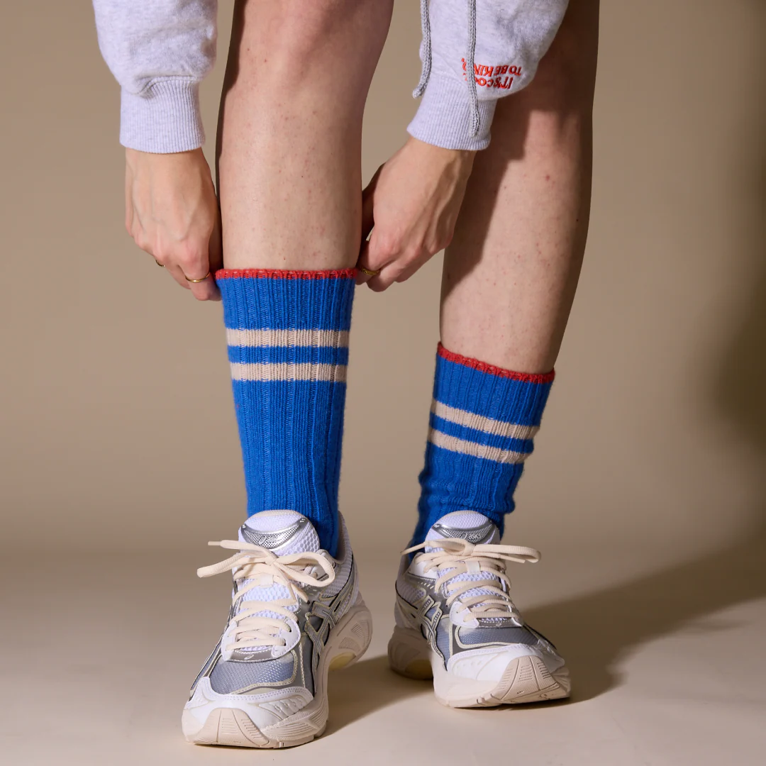 Dicke Stricksocken aus Wolle in Königsblau - Image 3