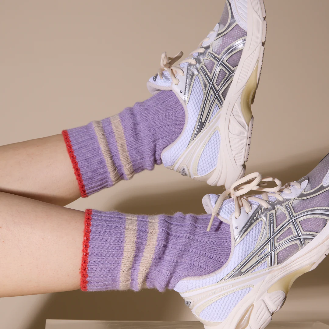 Dicke Stricksocken aus Wolle in Lila - Image 4