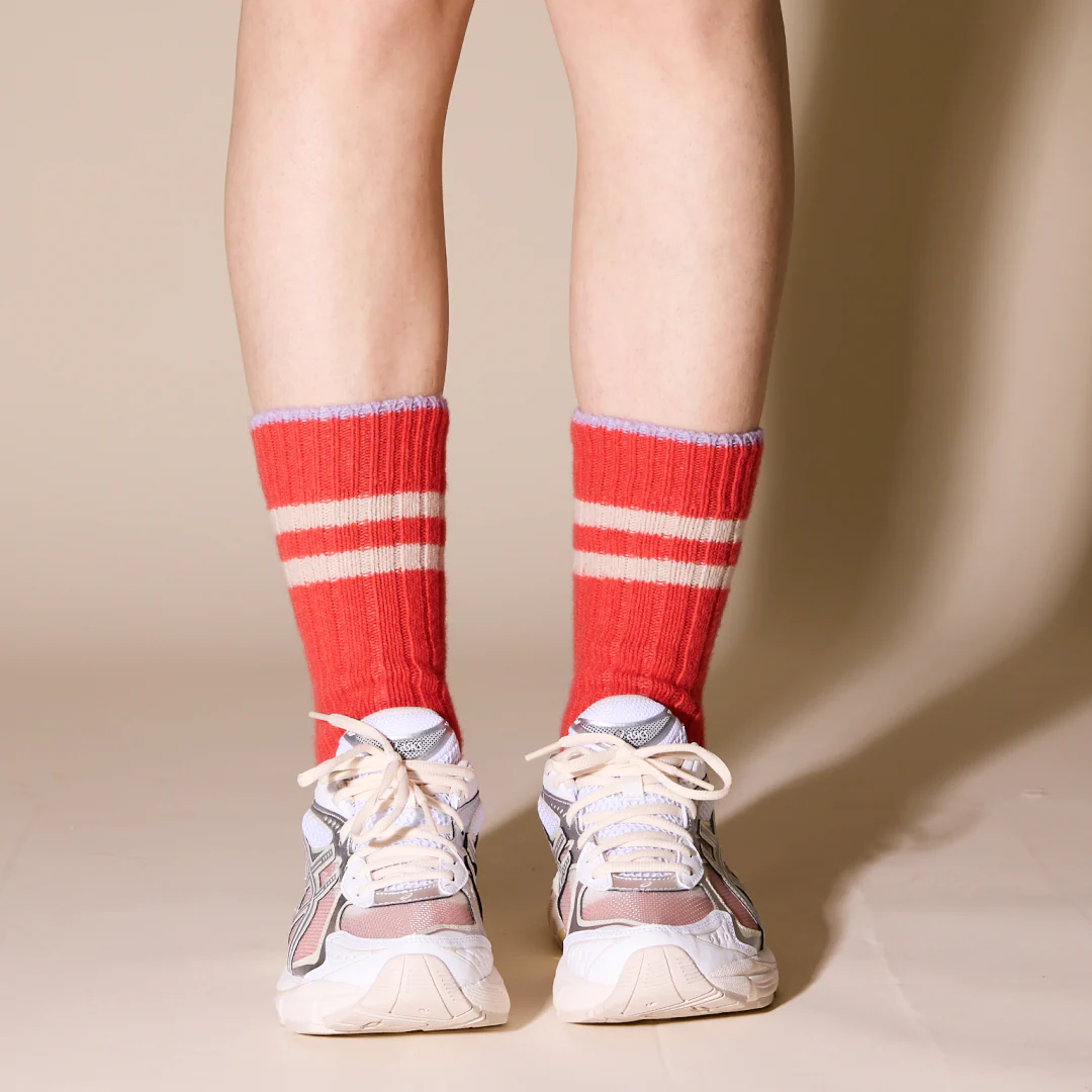 Dicke Stricksocken aus Wolle in popeia Rot - Image 4