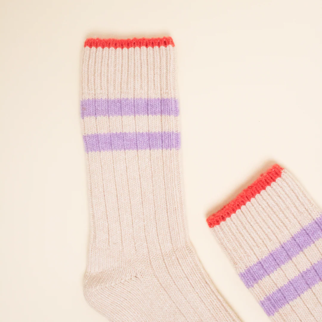 Dicke Stricksocken aus Wolle in Ecru - Image 5