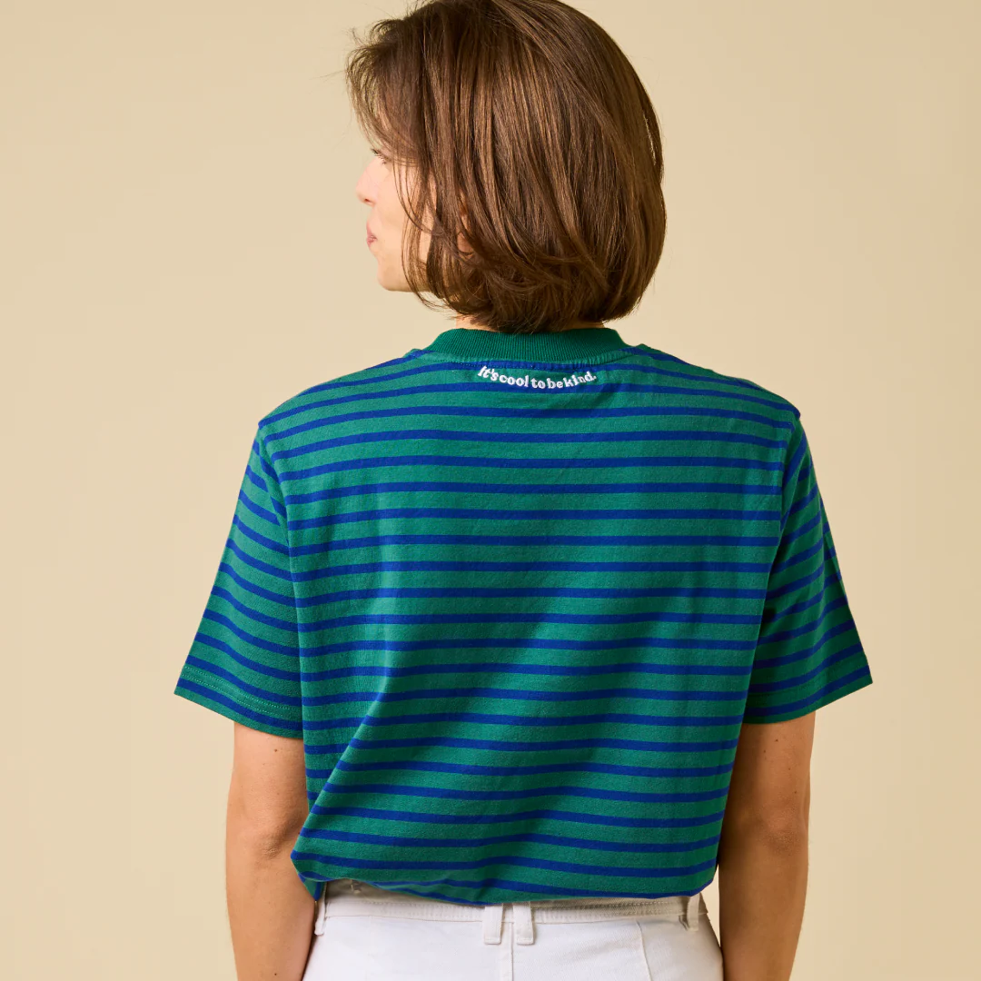 T-Shirt Gestreift aus Bio-Baumwolle in Dunkelgrün/Blau - Image 4