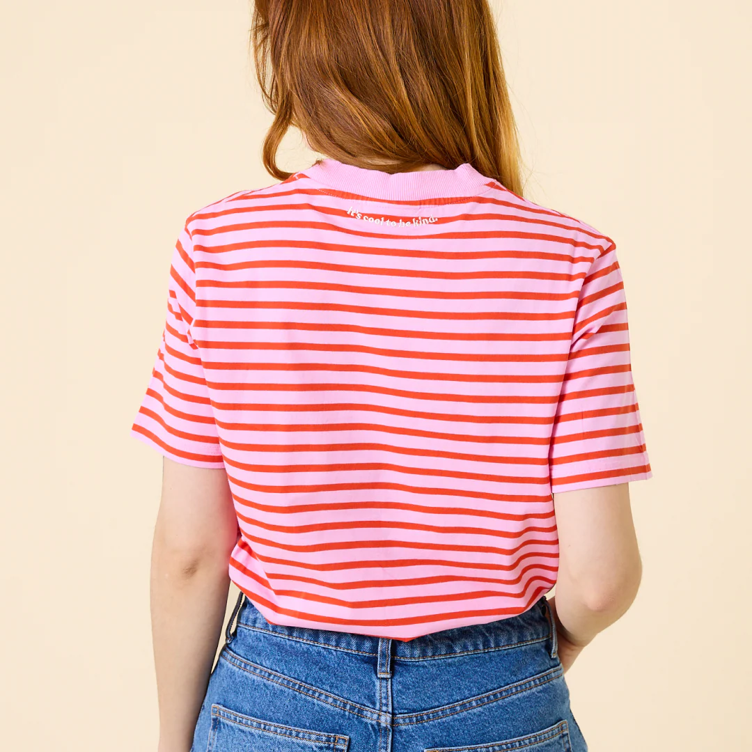 T-Shirt Gestreift aus Bio-Baumwolle in Pink/Rot - Image 3
