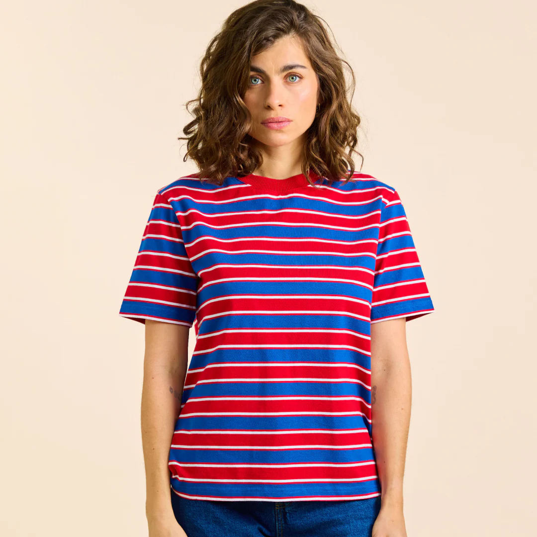 T-Shirt Gestreift aus Bio-Baumwolle in Rot/Blau - Image 6