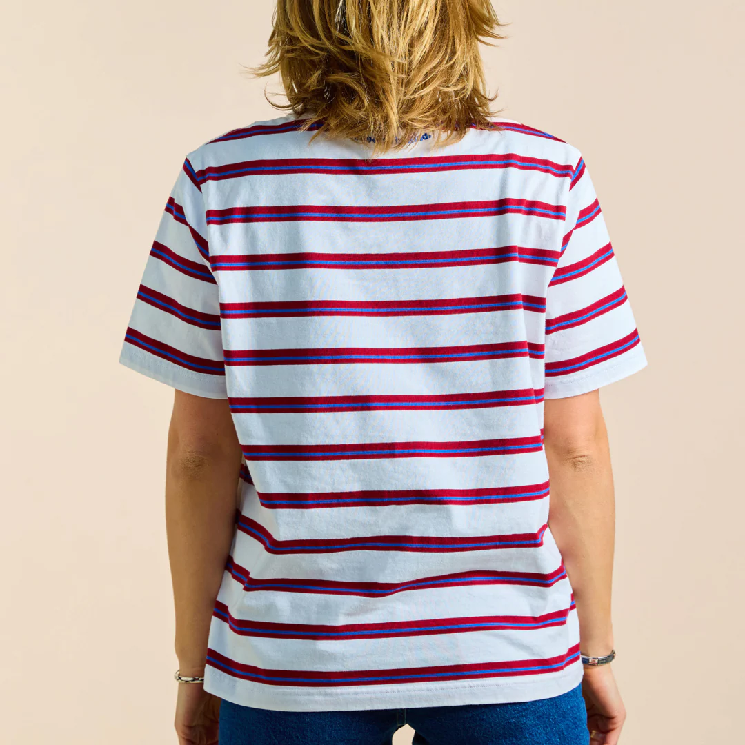 T-Shirt Gestreift aus Bio-Baumwolle in Königsblau/Rot - Image 5