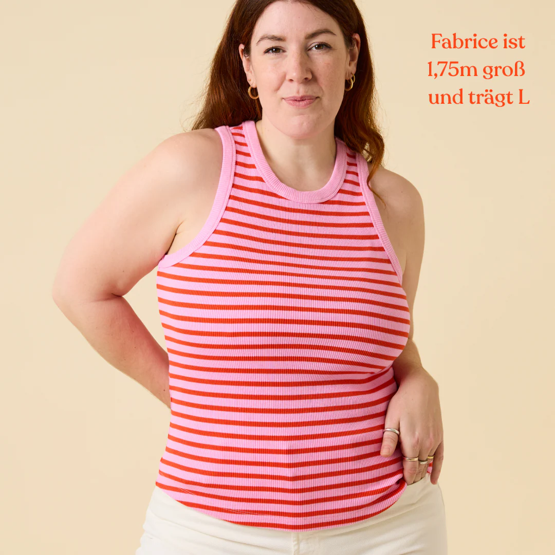 The 24/7 Top aus Bio-Baumwolle Gestreift in Pink/Rot - Image 3