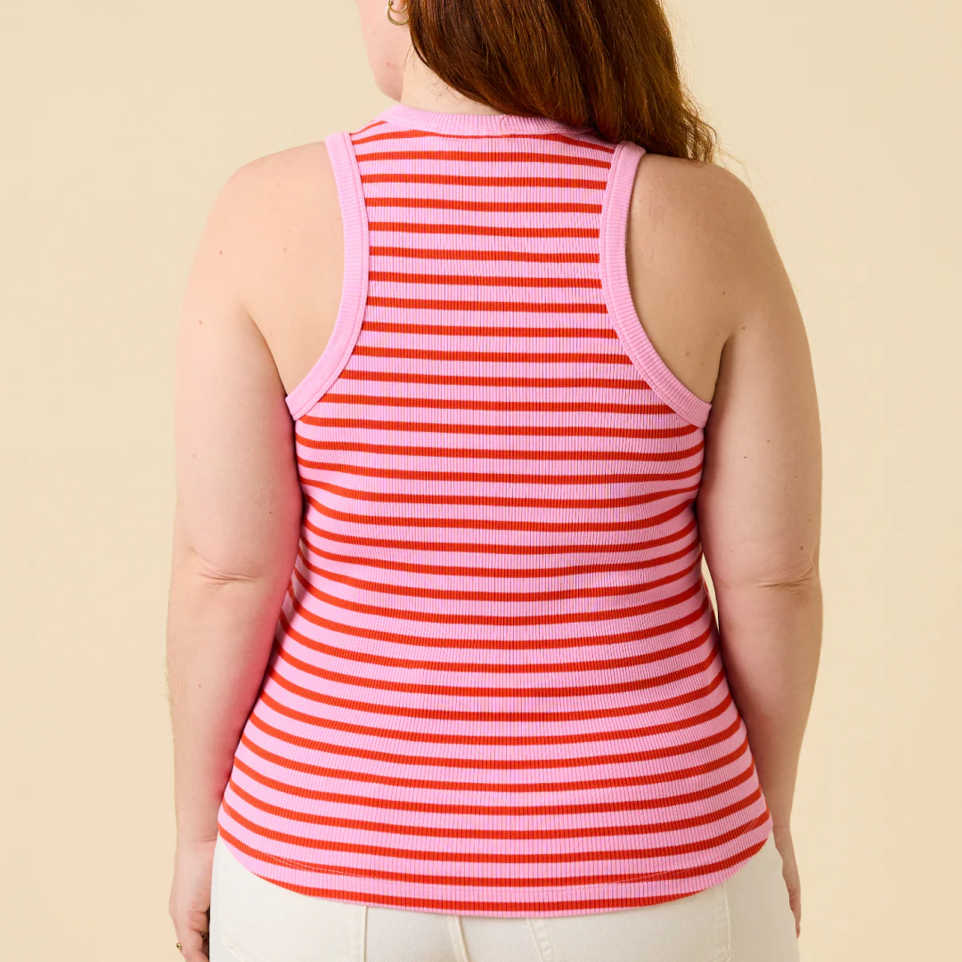 The 24/7 Top aus Bio-Baumwolle Gestreift in Pink/Rot - Image 4