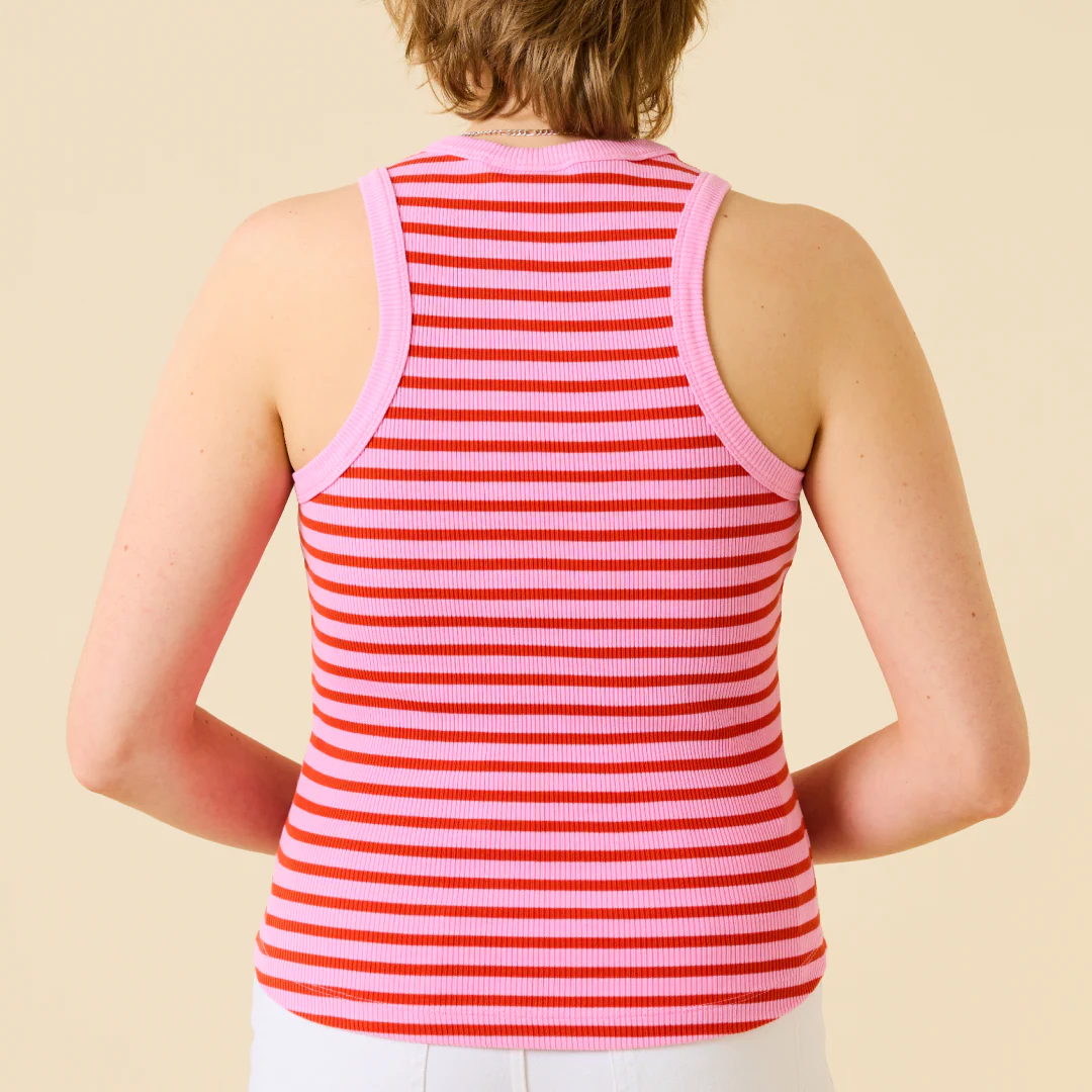 The 24/7 Top aus Bio-Baumwolle Gestreift in Pink/Rot - Image 6