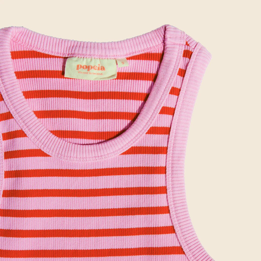 The 24/7 Top aus Bio-Baumwolle Gestreift in Pink/Rot - Image 7