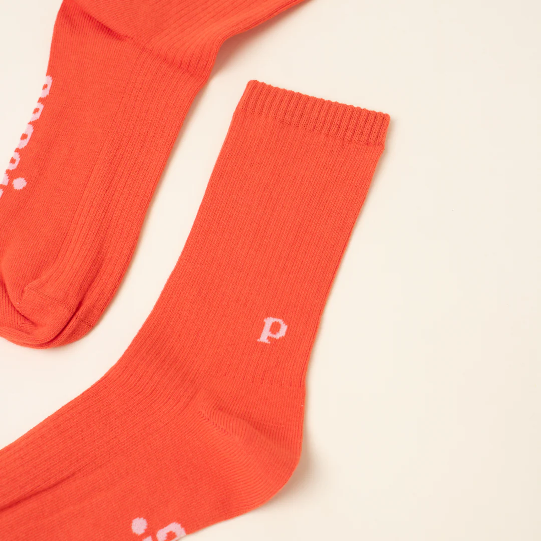 The Casual - Socken aus Bio-Baumwolle in Aperol Rot - Image 3