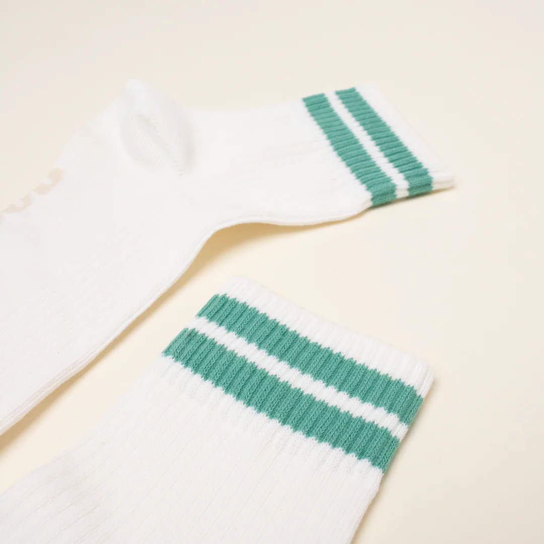 The Tennis - Ankle Socken aus Bio-Baumwolle mit Grünen Streifen - Image 3