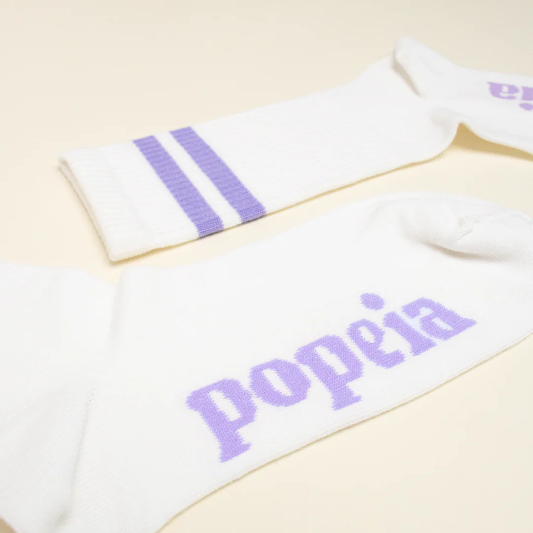 The Tennis - Socken aus Bio-Baumwolle mit Lila Streifen - Image 4